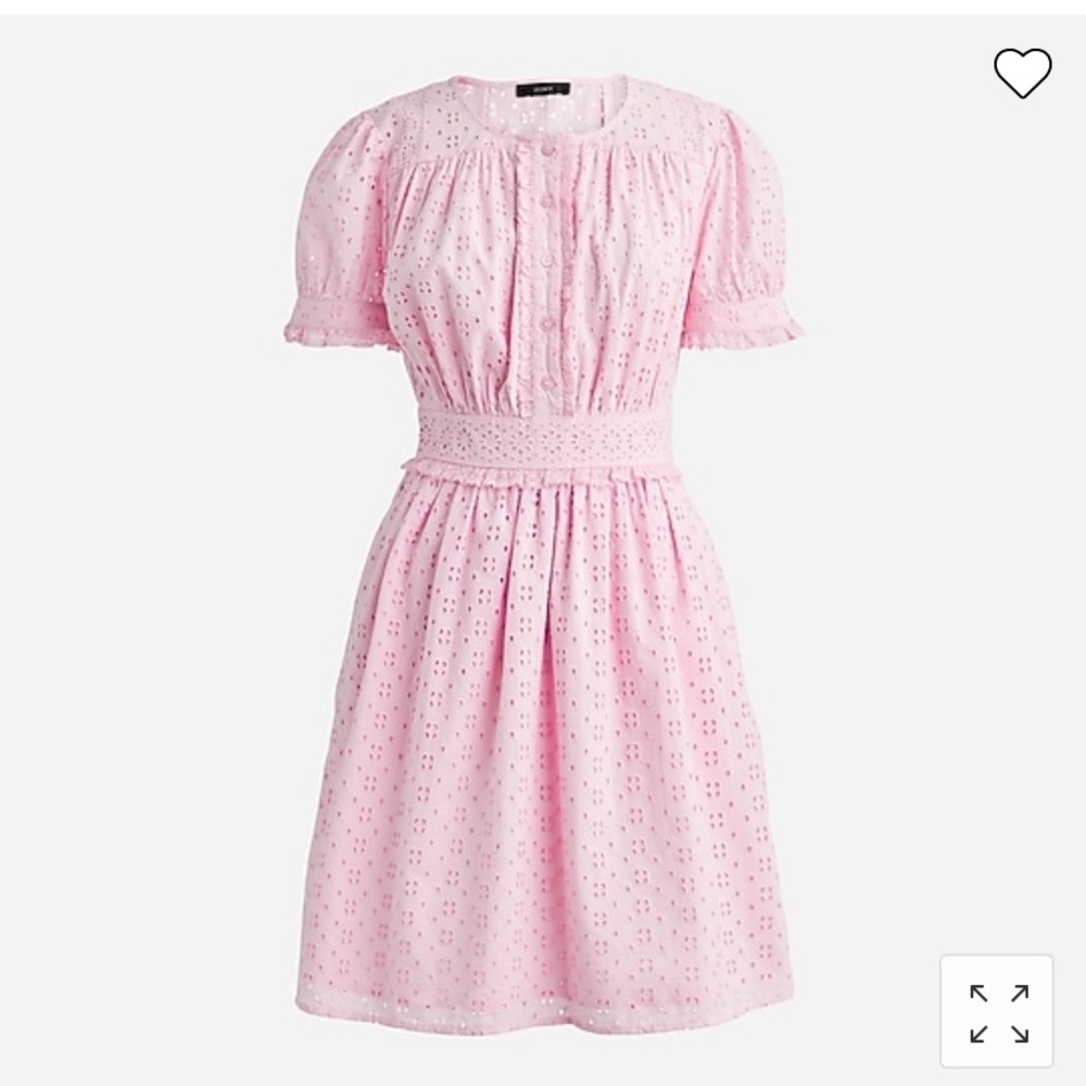 Button-front mini dress in eyelet in frosty lavender